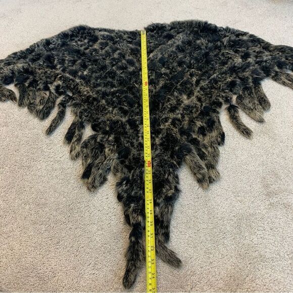 Brown black rabbit fur shawl poncho scarf winter fall - Picture 4 of 6